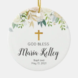 Cerâmica Ornamento de Batismo de Menina Personalizada