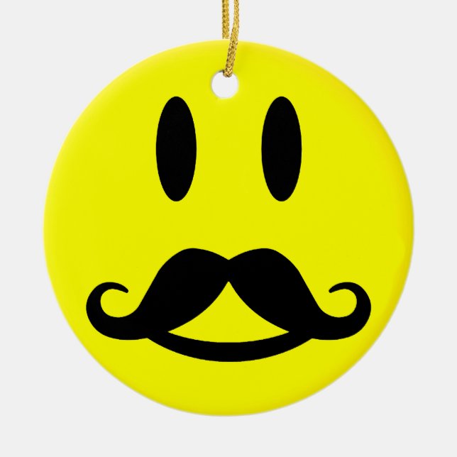 Cerâmica Ornamento de bigode feliz e irritado (Frente)