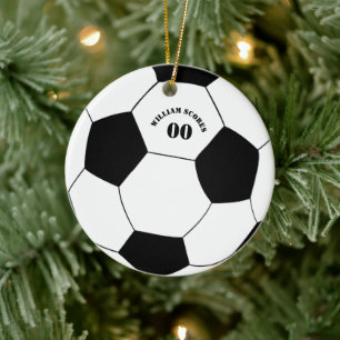 Cerâmica Ornamento de bola de futebol e futebol com nome e 