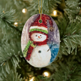 Cerâmica ornamento de boneco de neve