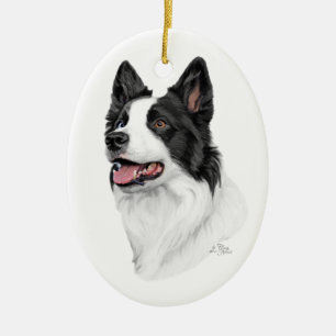 Cerâmica Ornamento de border collie
