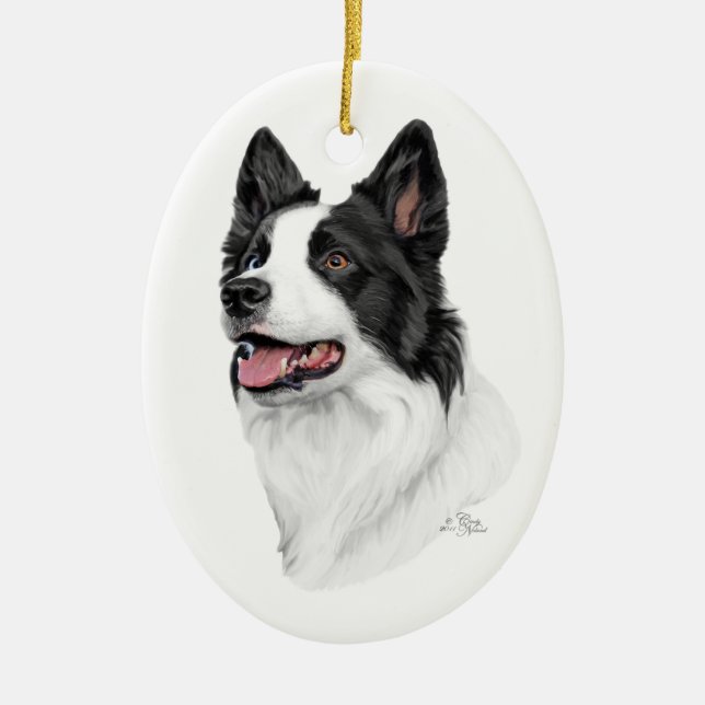 Cerâmica Ornamento de border collie (Frente)