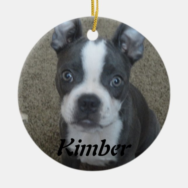 Cerâmica Ornamento de Boston Terrier (Frente)
