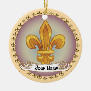 Cerâmica Ornamento de Brasão de Família Fleur De Lis Sobren