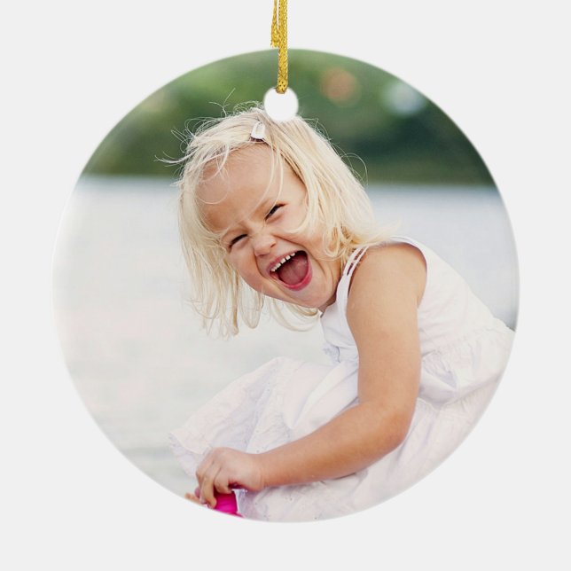 Cerâmica Ornamento de brilho da foto do feriado de (Traseira)