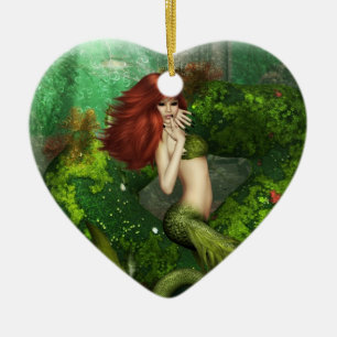 Cerâmica Ornamento de cabelo vermelho da sereia