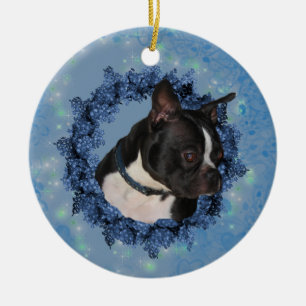 Cerâmica Ornamento de Cachorro Cute em Boston Terrier