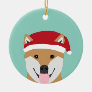 Cerâmica Ornamento de Cães de Natal - cão de Natal shiba