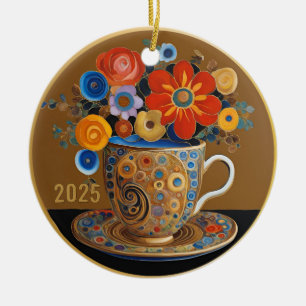 Cerâmica Ornamento de Café de Arte Moderna Datada