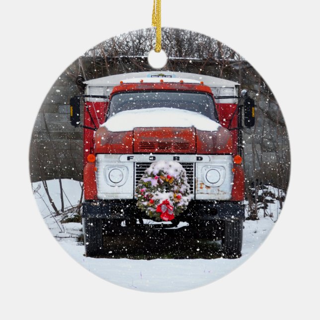 Cerâmica ornamento de Caminhão de Natal (Traseira)