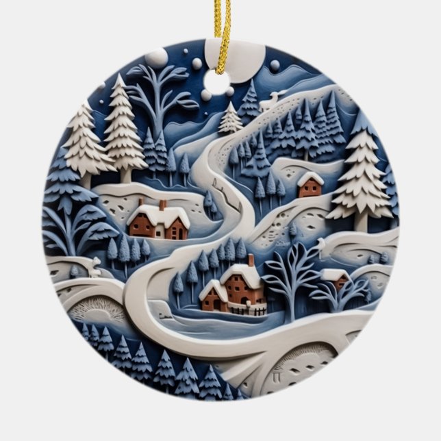 Cerâmica Ornamento de Caminho de Inverno da Lua (Frente)