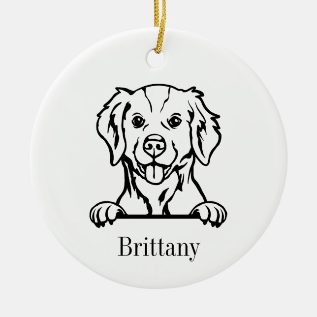 Cerâmica ornamento de cão Brittany (Frente)