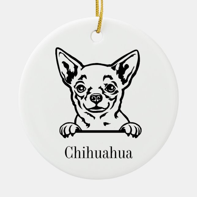 Cerâmica ornamento de cão Chihuahua (Frente)