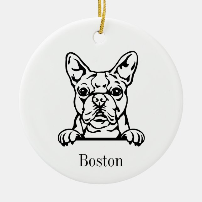 Cerâmica ornamento de cão de Boston Terrier (Frente)
