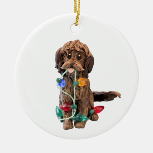 Cerâmica Ornamento de cão de chocolate (Frente)