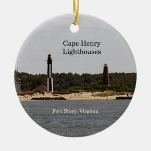 Cerâmica Ornamento de Cape Henry Lighthouses