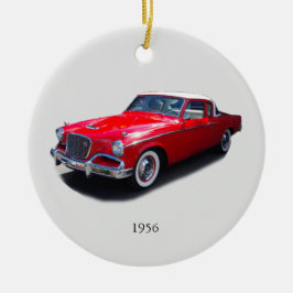 Cerâmica ornamento de carro clássico vermelho em 1956