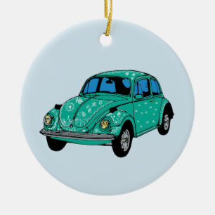 Cerâmica Ornamento de Carro Hippie Azul