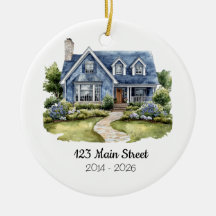 Ornamento de Casa Personalizado com Aquarela e End