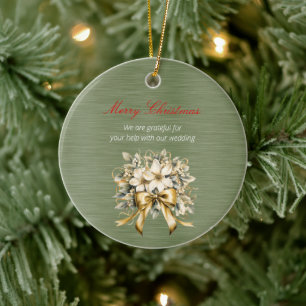 Cerâmica Ornamento de Casamento de Winterberry White de Nat