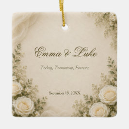Cerâmica Ornamento de casamento floral elegante personaliza