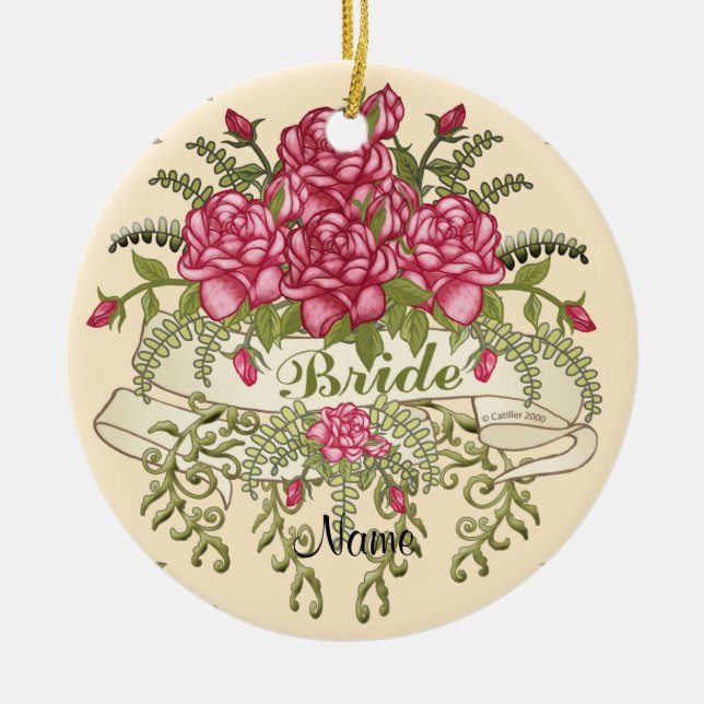 Cerâmica Ornamento de casamento personalizado (Frente)