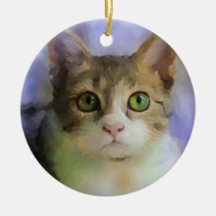 Cerâmica Ornamento de Cat Art