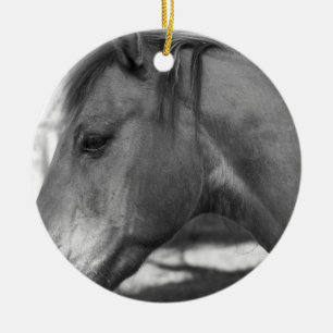 Cerâmica Ornamento de Cavalo Negro e Branco