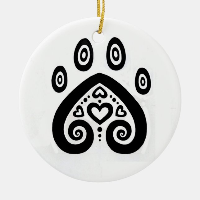 Cerâmica Ornamento de CCLU PawPrint (Frente)