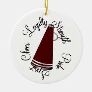 Cerâmica Ornamento de Cheerleader Maroon Megaphone Personal