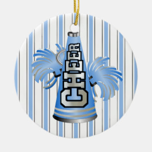 Cerâmica Ornamento de Cheerleader Megaphone Azul Personaliz