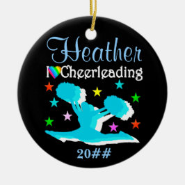 CERÂMICA ORNAMENTO DE CHEERLEADER PERSONALIZADO E DATA