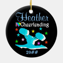 CERÂMICA ORNAMENTO DE CHEERLEADER PERSONALIZADO E DATA