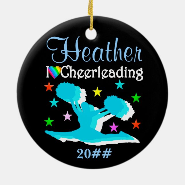CERÂMICA ORNAMENTO DE CHEERLEADER PERSONALIZADO E DATA (Traseira)