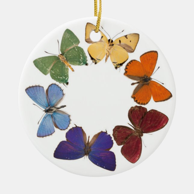 Cerâmica Ornamento de Christman com anel da borboleta (Frente)