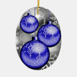 Cerâmica Ornamento de Cinzas Azul de Prata Natal Clássico