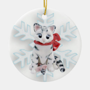 Cerâmica Ornamento de Cinzas Brancas de Gato Bengal
