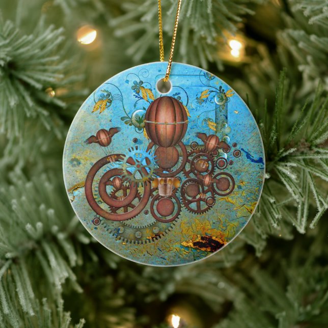 Cerâmica Ornamento de Cobre Aqua Colagem de Ursos Steampunk (Árvore)