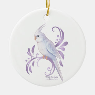 Cerâmica Ornamento de Cockatiel Branco