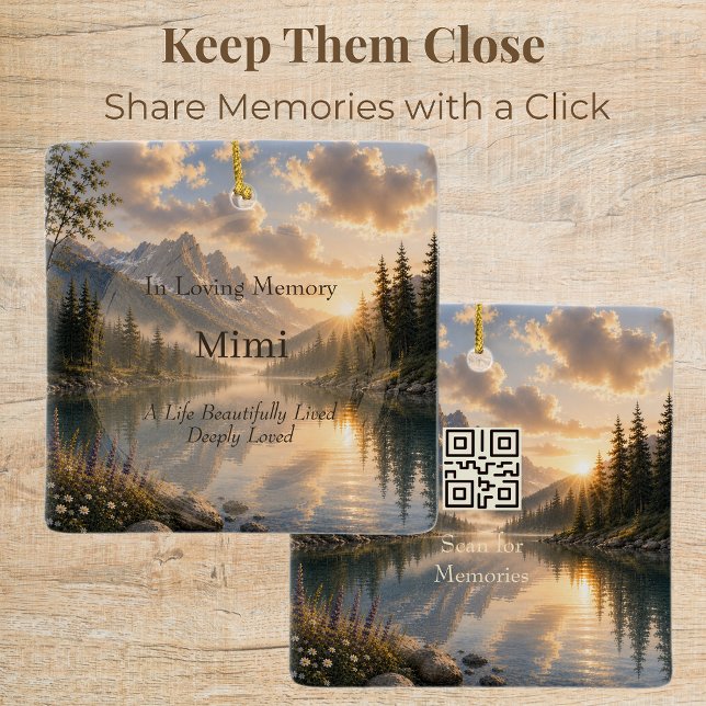 Cerâmica Ornamento de Código QR Memorial Personalizado (Memorial ornament with customizable QR code linking to treasured memories and heartfelt tributes.)