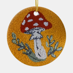 Cerâmica ornamento de cogumelo design com vinco
