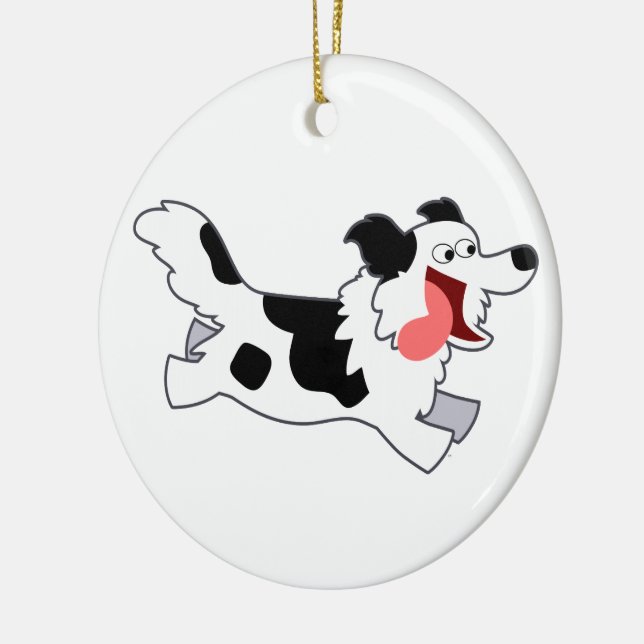 Cerâmica Ornamento de Collie de Borda de Cartoon Correspond (Esquerda)