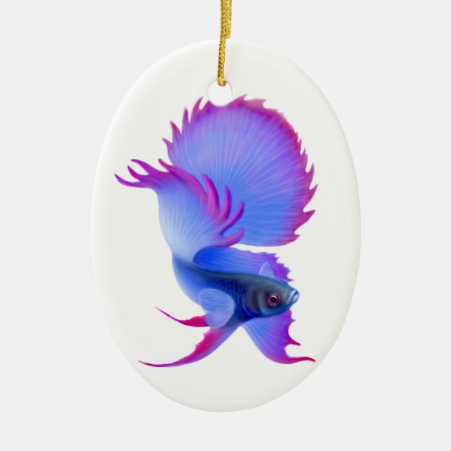 Cerâmica Ornamento de combate dos peixes de Betta Splendens (Frente)