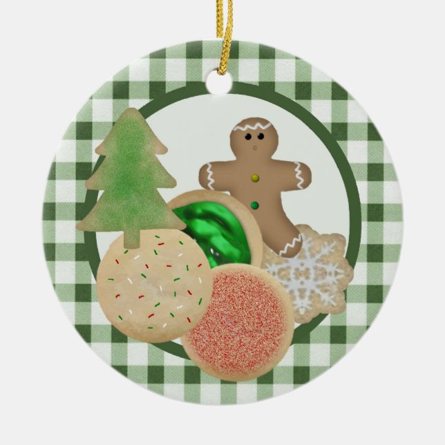 Cerâmica Ornamento de Cookies de Natal (Frente)