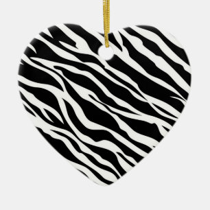 Cerâmica Ornamento de Coração de Impressão Zebra