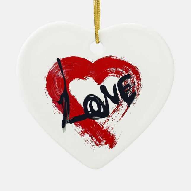 Cerâmica Ornamento de Corações de Amor (Frente)