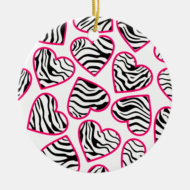 Cerâmica Ornamento de corações de zebra (Frente)