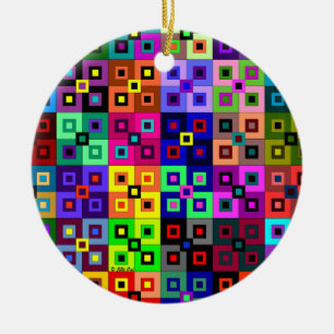 Cerâmica Ornamento de Crazy Quilt