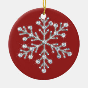 Cerâmica Ornamento de cristal do floco de neve (vermelho)