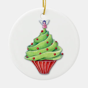 Cerâmica Ornamento de Cupcakes de Árvore de Natal